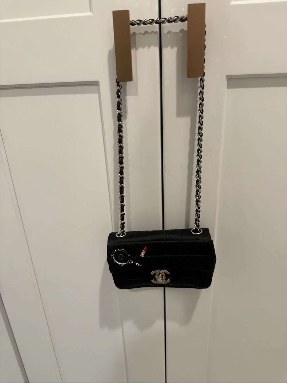 CHANEL Black Quilted Crossbody Bag with Silver CC